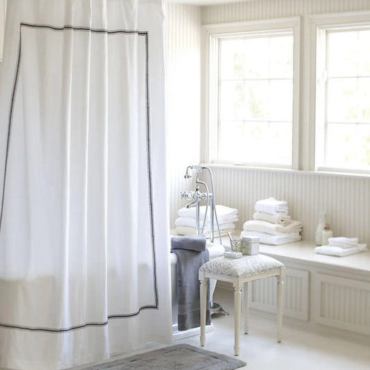 Embroidered Shower Curtain – Elegant Bathroom Decor, Waterproof Fabric