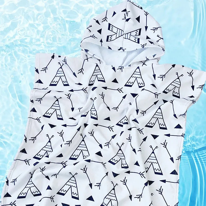 Hooded Kids Beach Towels Toddler Bath Towel Girls Boys Swim Cover-ups  Soft Microfiber Poncho