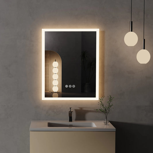 16x20 inch LED Lighted Bathroom Mirror with Anti-Fog Smart Touch Button