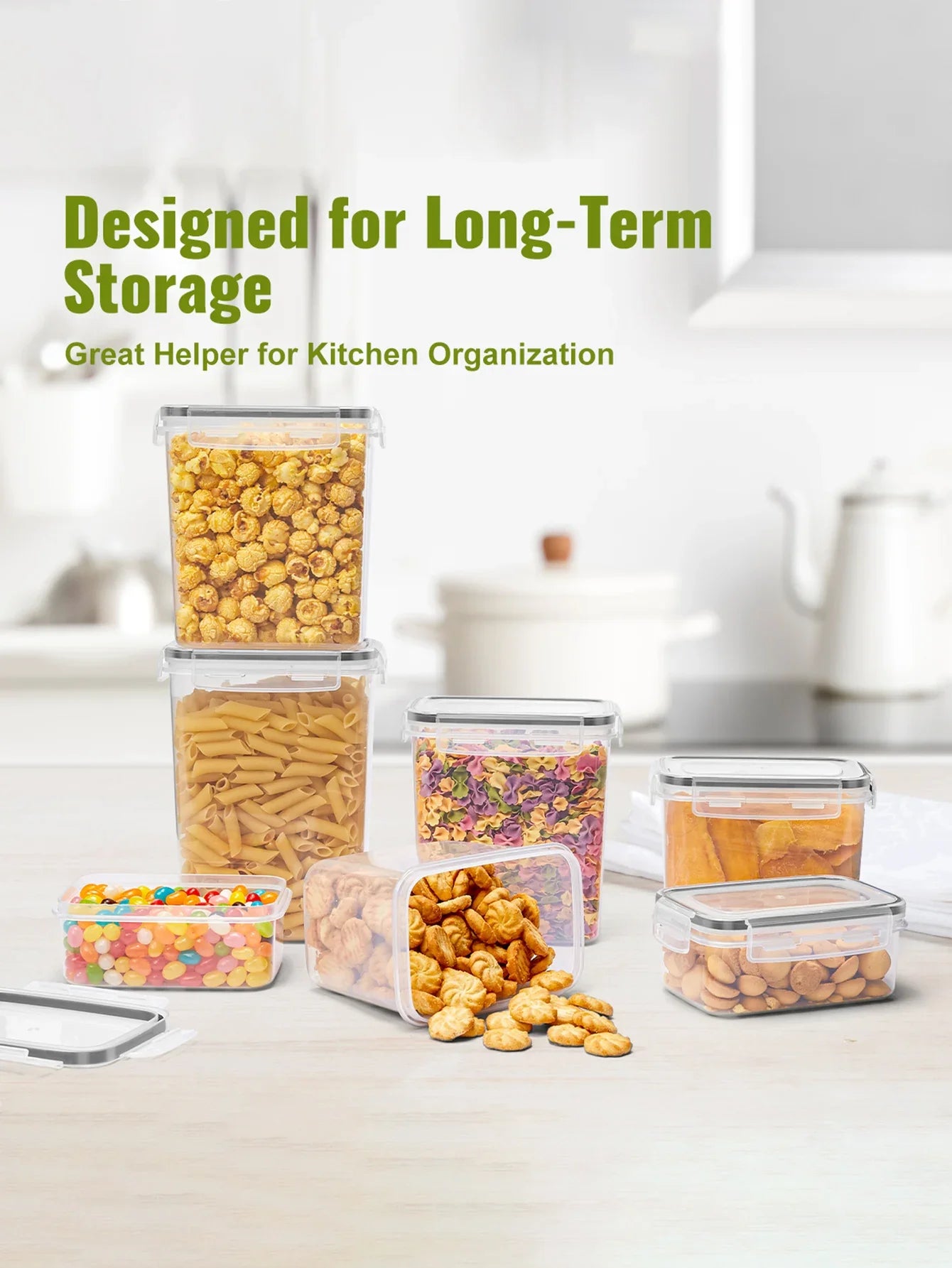 6pcs storage and organization labeled and marked airtight food storage containers