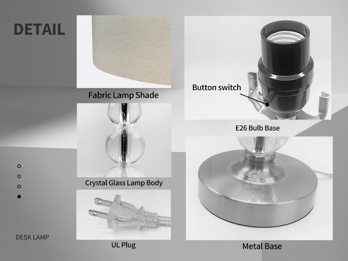 Modern Desk Lamp Set of Two - E26 Socket with Lamp Cap - Linen-Colored Lampshade