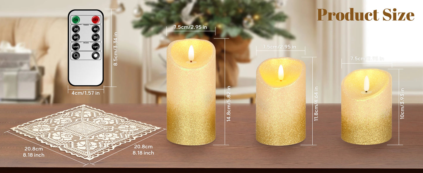 3pcs Pack LED Rechargeable Flameless Taper Candle Battery Operated