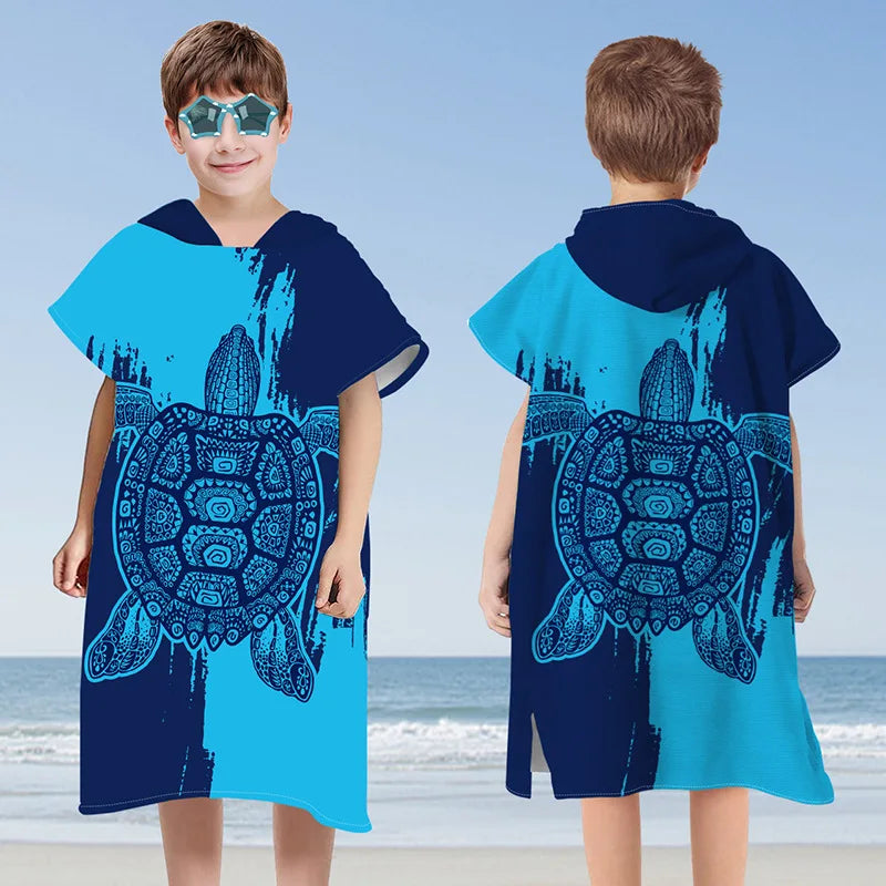Hooded Kids Beach Towels Toddler Bath Towel Girls Boys Swim Cover-ups  Soft Microfiber Poncho