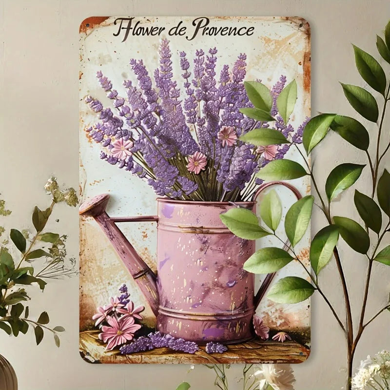 Vintage Lavender Bouquet Metal Logo 8x12 Inch Iron Wall Art