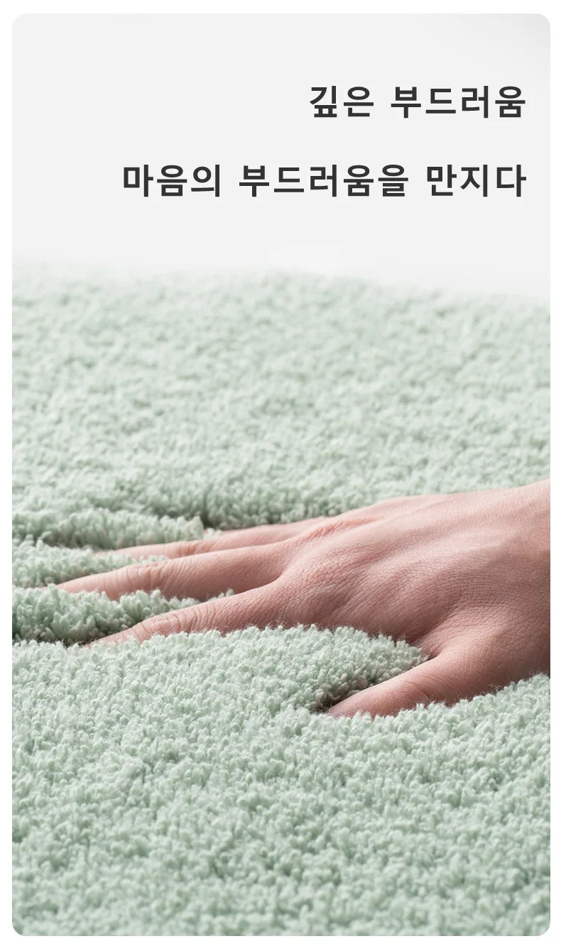 Long Cotton Plush Bath Mats, Thick Plush, Super Absorbent Quick Drying Anti Slip