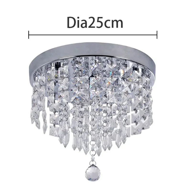 Indoor Crystal Ceiling Lamp Flush Mount Modern Led Chandelier Stainless Steel
