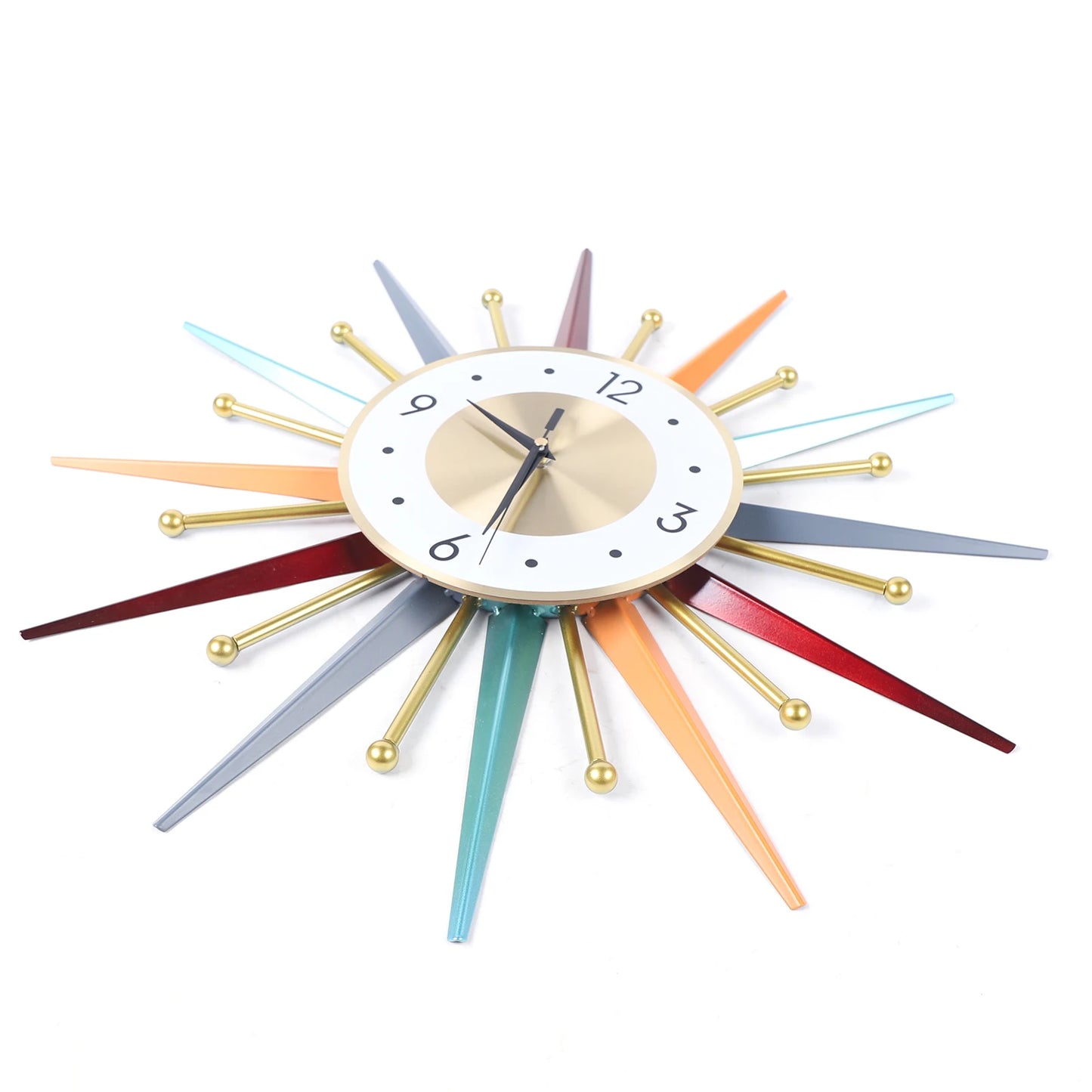 Wall Clock 22 Inch Starburst Clock Modern Decor Silent Non-Ticking Wall Clocks