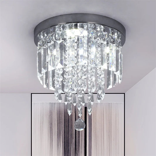 Indoor Crystal Ceiling Lamp Flush Mount Modern Led Chandelier Stainless Steel