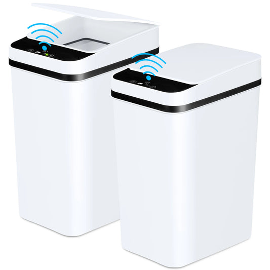 2 Pack 12L Bathroom Automatic Trash Cans Touchless Motion Sensor Slim with Lid