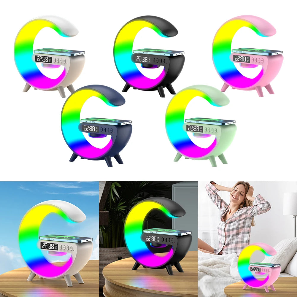 Wireless Speaker Charger Night Light with Alarm Clock Bedside Lamp LED