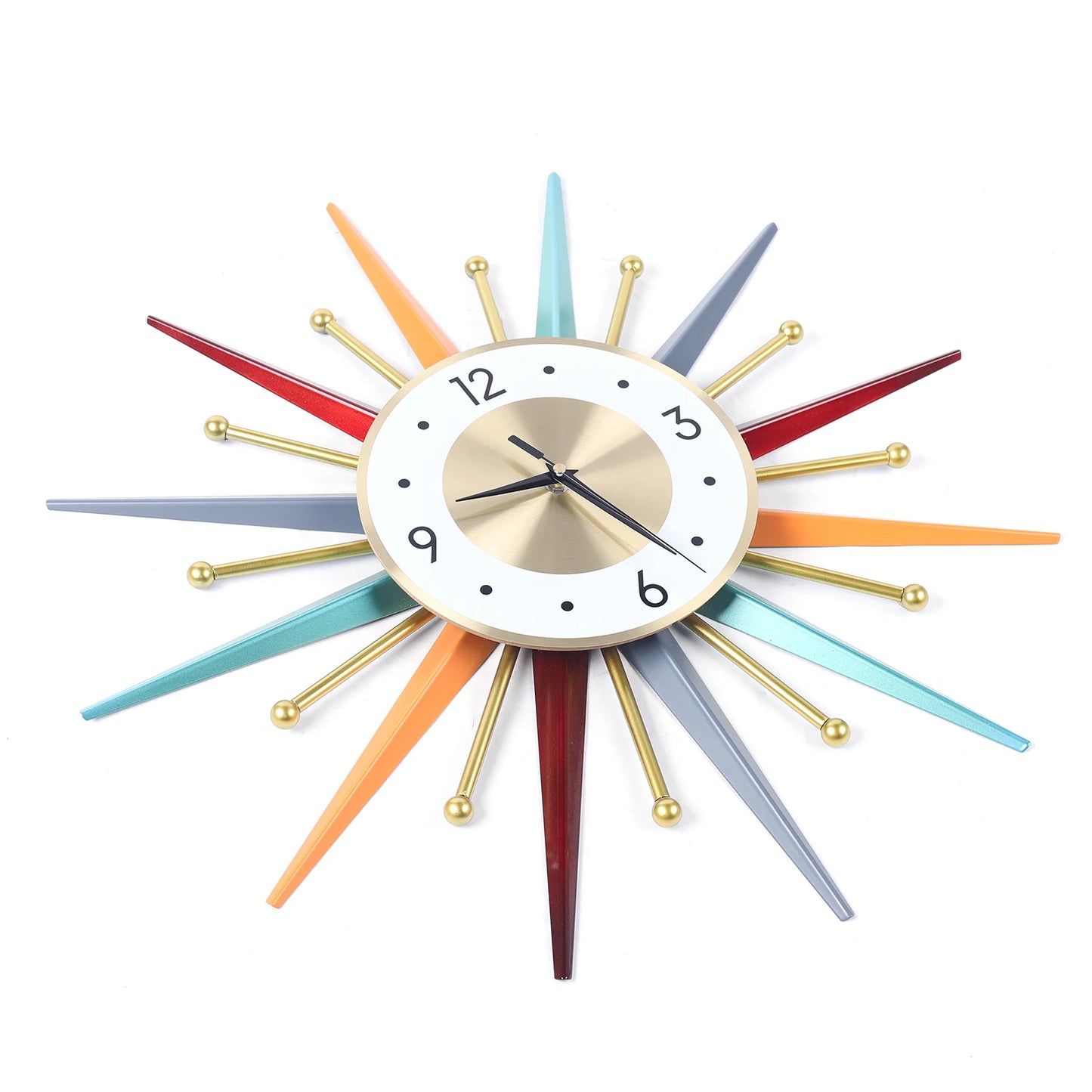 Wall Clock 22 Inch Starburst Clock Modern Decor Silent Non-Ticking Wall Clocks