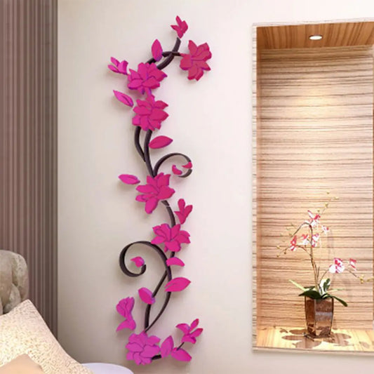 3D Wall Stickers DIY Removable Art Vinyl Vase Flower Tree Decal Mural