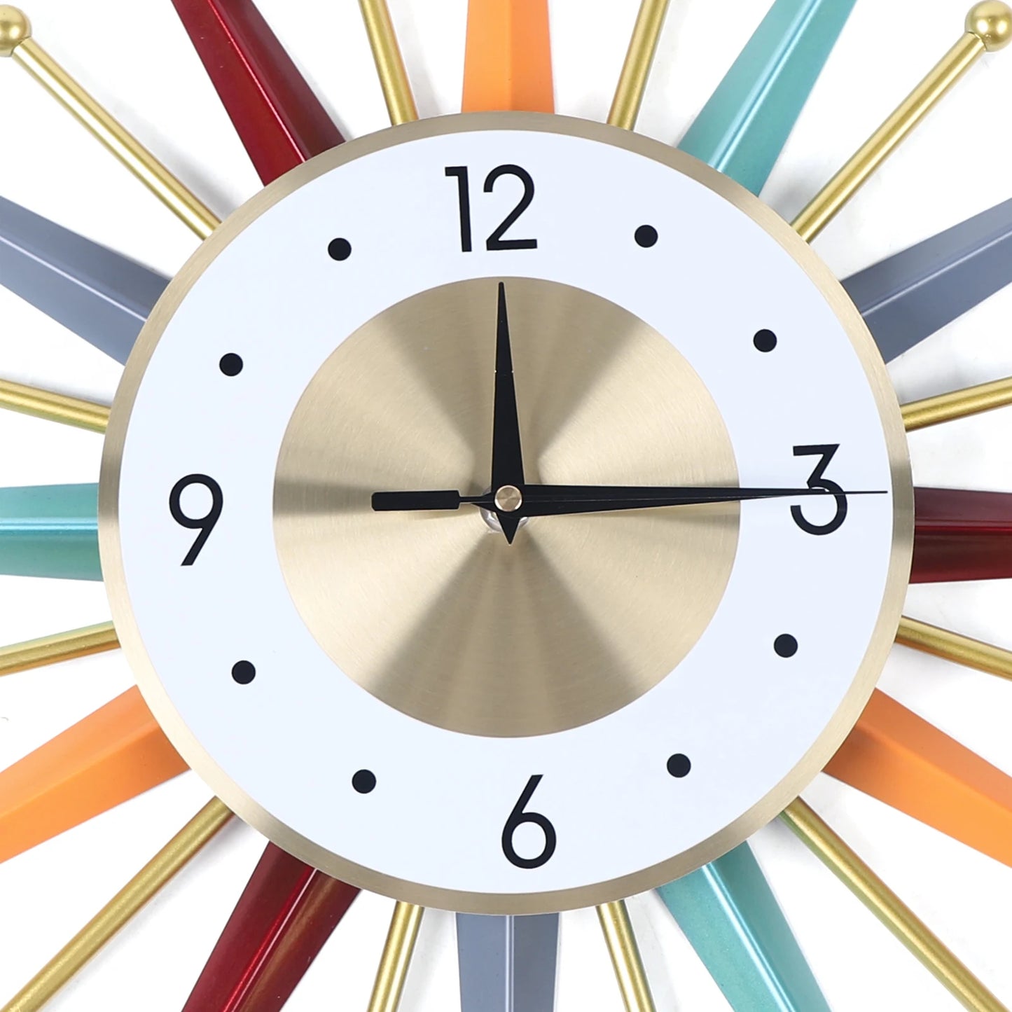 Wall Clock 22 Inch Starburst Clock Modern Decor Silent Non-Ticking Wall Clocks