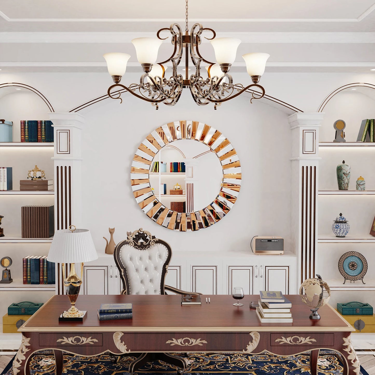 Decorative Mirror Round Sunburst Wall Mirror Accents