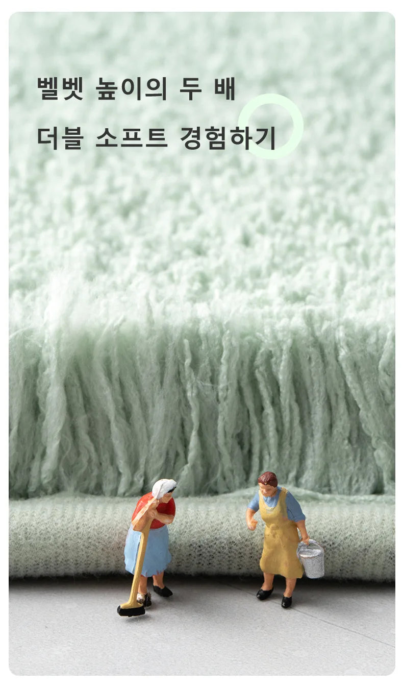 Long Cotton Plush Bath Mats, Thick Plush, Super Absorbent Quick Drying Anti Slip