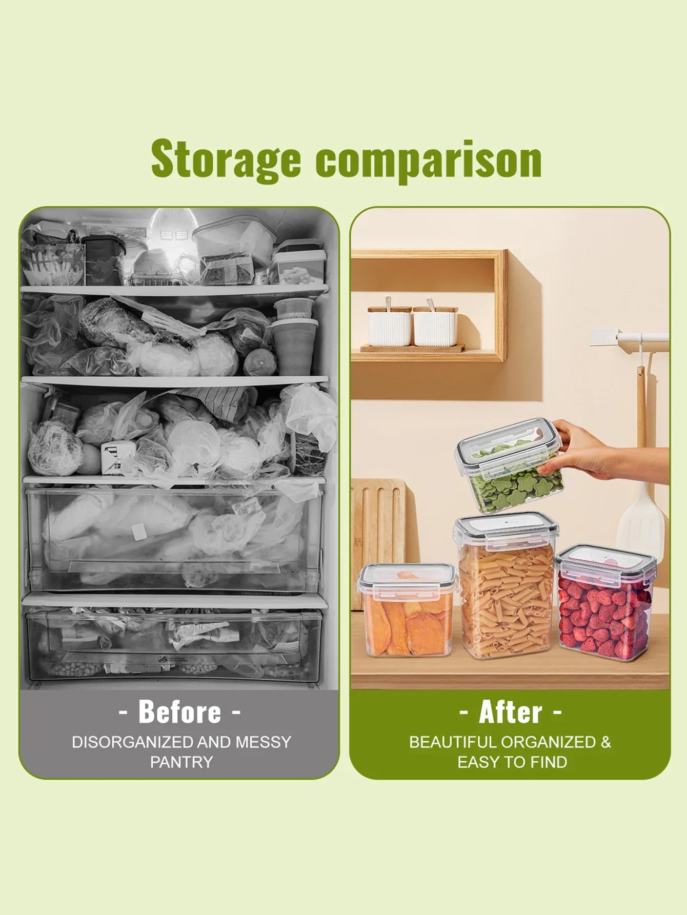 6pcs storage and organization labeled and marked airtight food storage containers