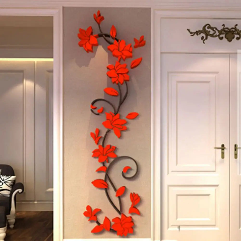 3D Wall Stickers DIY Removable Art Vinyl Vase Flower Tree Decal Mural