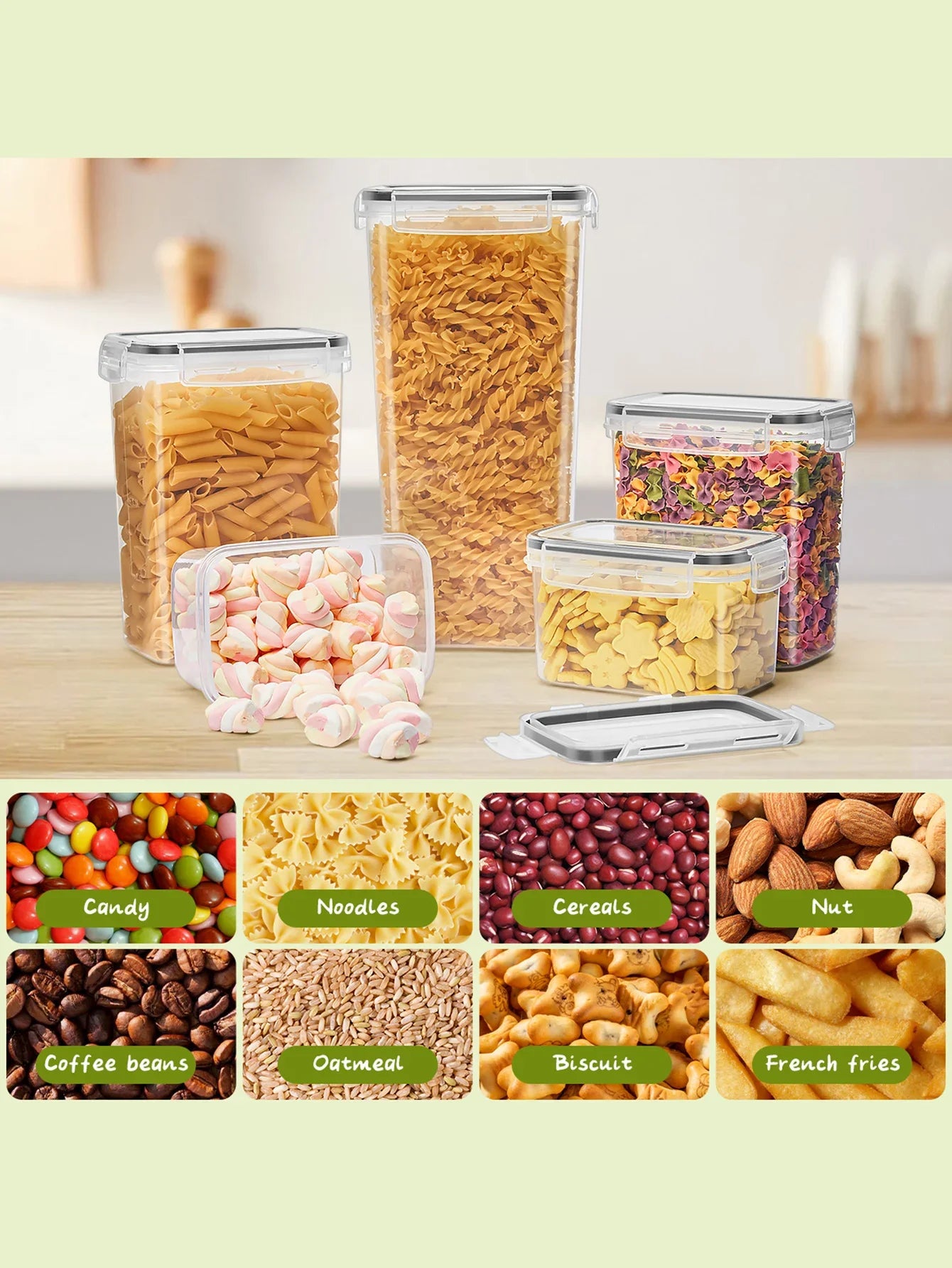 6pcs storage and organization labeled and marked airtight food storage containers