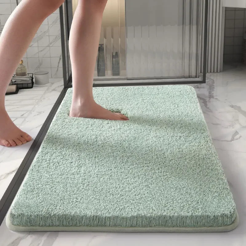 Long Cotton Plush Bath Mats, Thick Plush, Super Absorbent Quick Drying Anti Slip