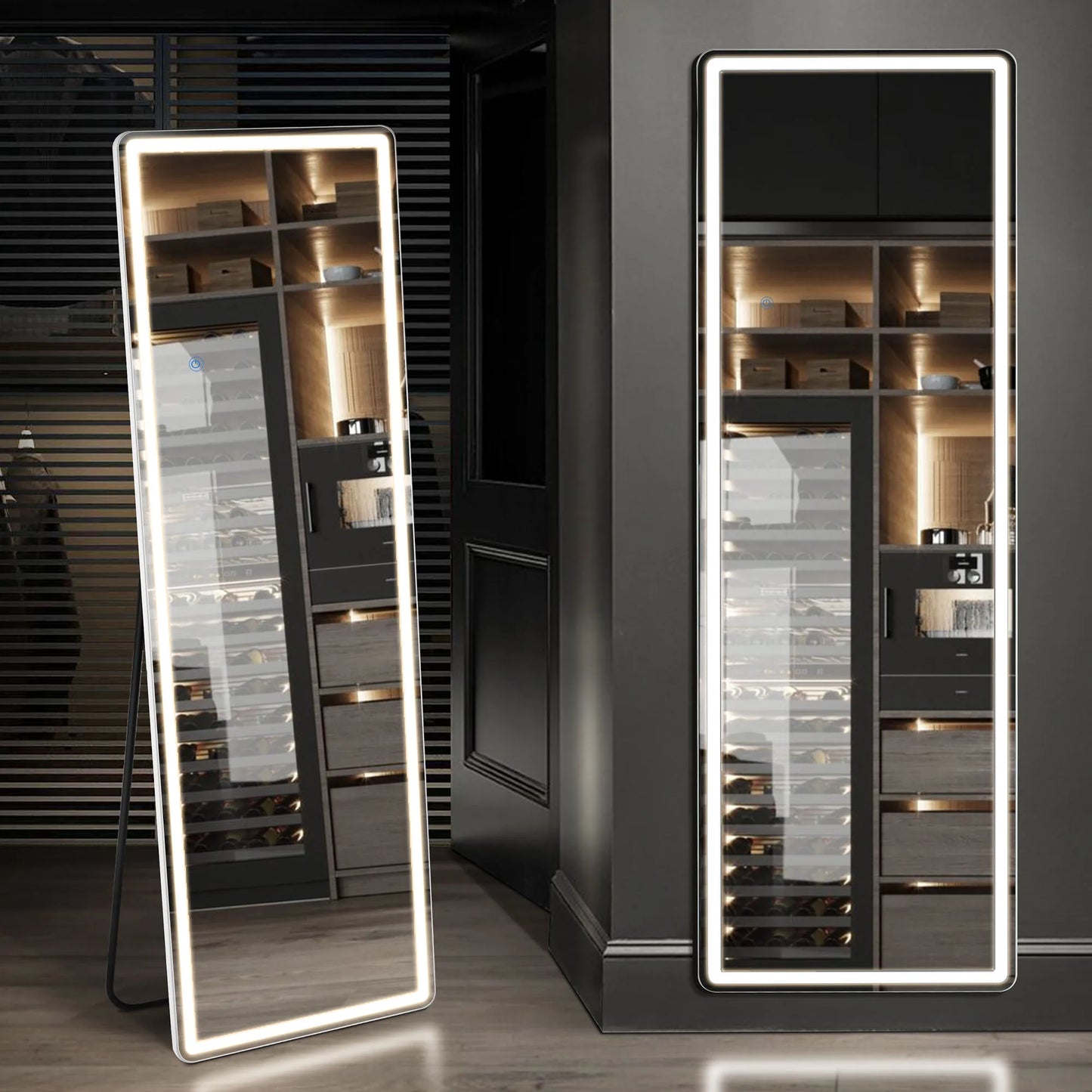 Full Length Arched Right Angle Mirror with Stand Sturdy Aluminum Alloy Frame 59 "x 16"