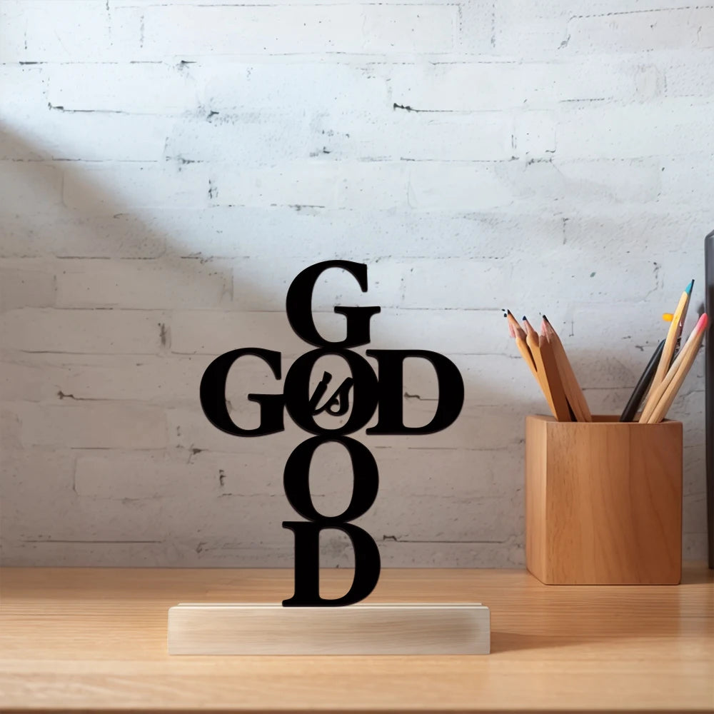 1pc, Good Decoration with Wood Base - Office Desk Accessory Home Desktop Decoration