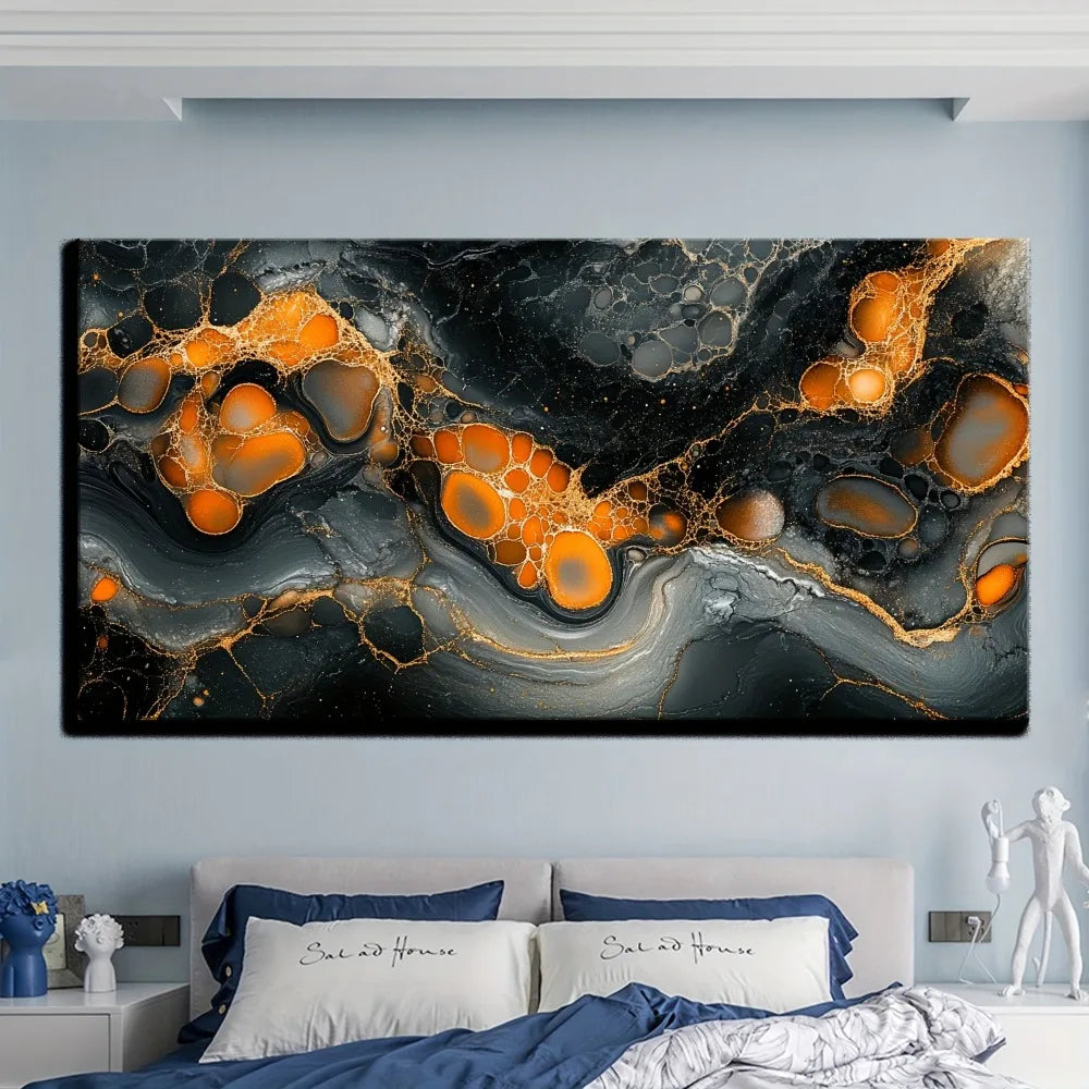 Abstract canvas wall Art  Marble stone wall art  1.5 inch thick pine solid wood frame