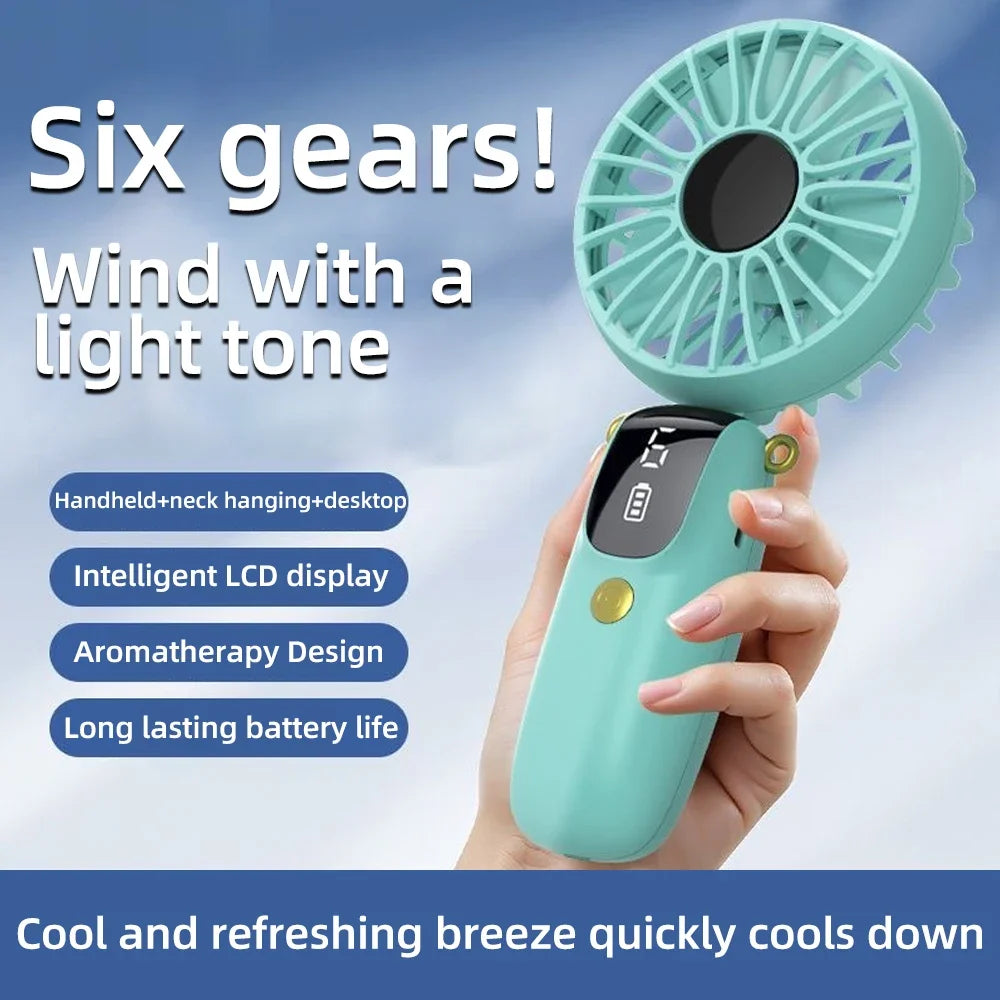2025 Upgraded USB Rechargeable Mini Fan  Hands-Free Desk, Handheld, or Neck Use with Phone Holder
