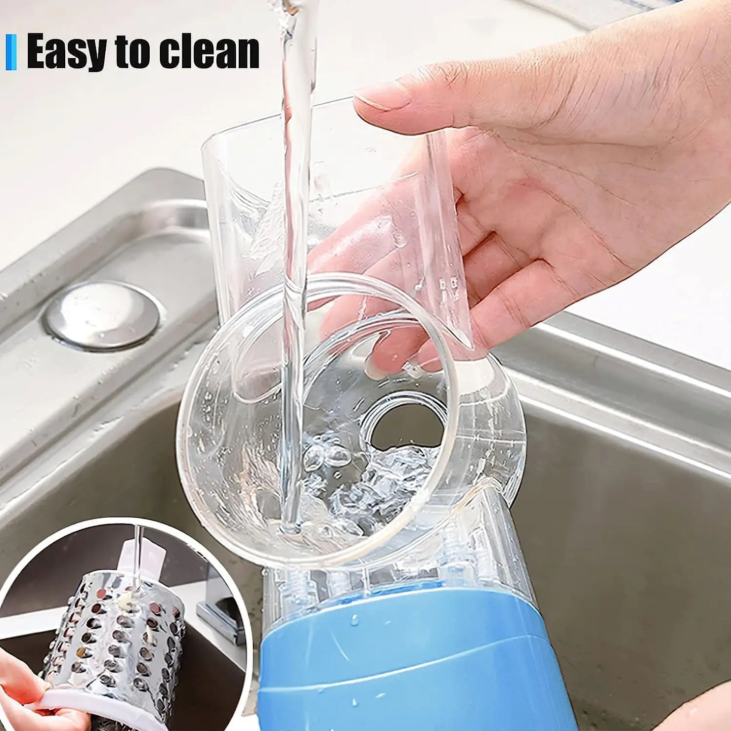 Cheese Grater Rotary 3 in 1 Grater Vegetable Slicer with 3 Drum Blades Fast Cutting Shredder