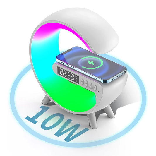 Wireless Speaker Charger Night Light with Alarm Clock Bedside Lamp LED