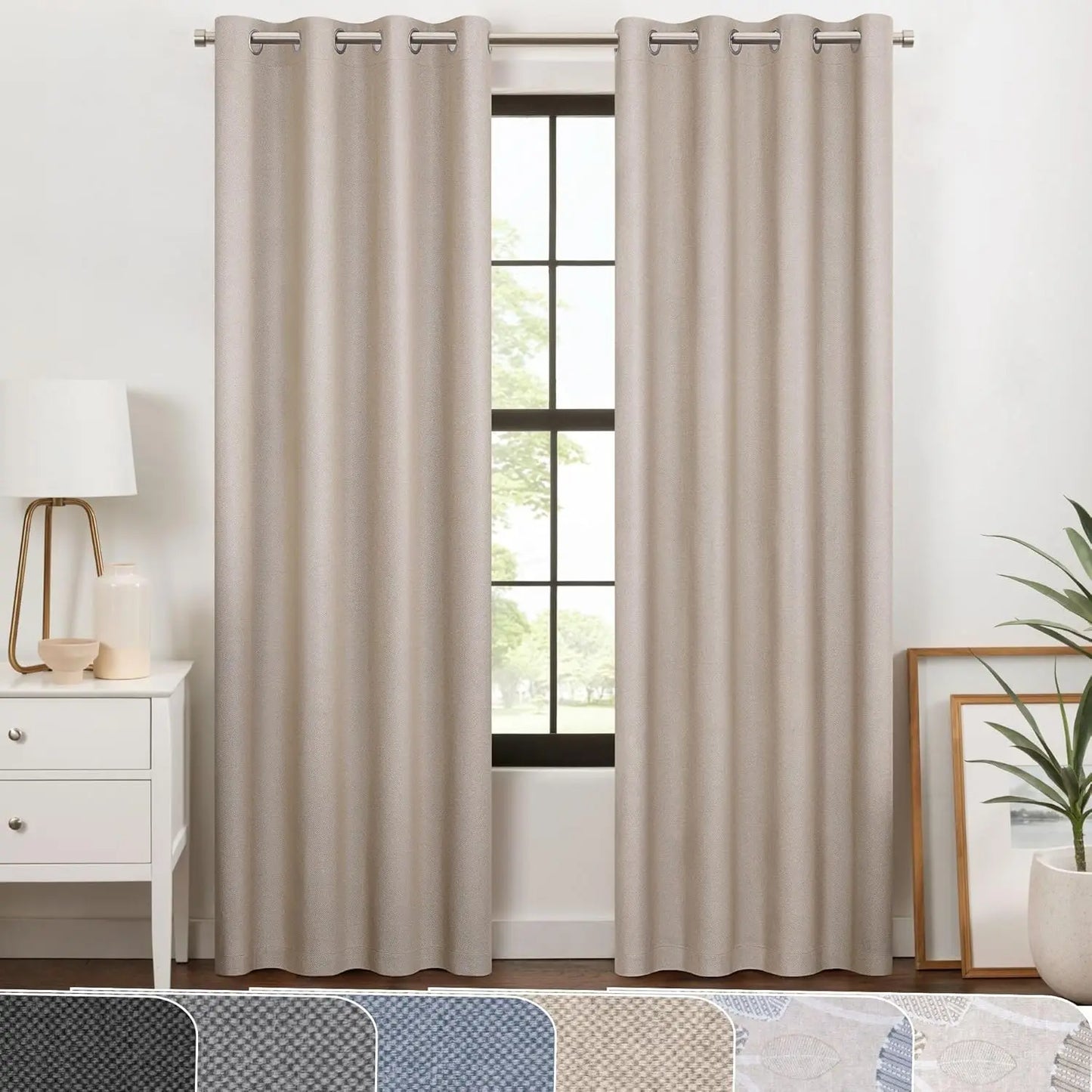 100% Blackout Curtain with Grommet  84 in Long x 50 in Wide, Textured