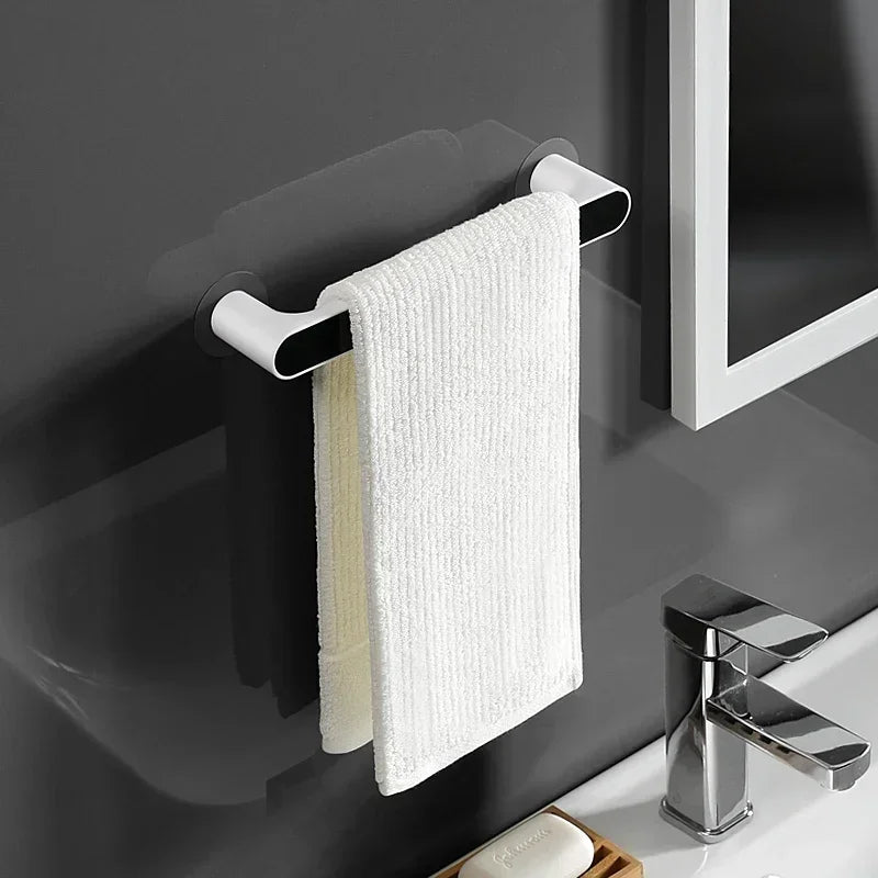 Self-adhesive Towel Holder Rack Wall Mounted Towel Hanger Bathroom Organizer  Kitchen
