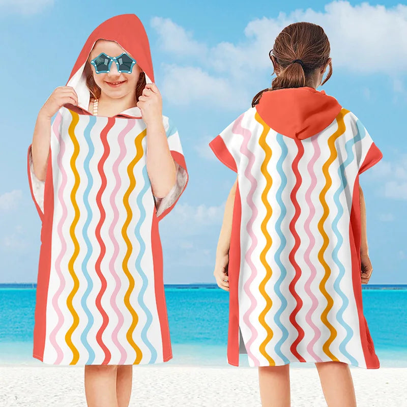 Hooded Kids Beach Towels Toddler Bath Towel Girls Boys Swim Cover-ups  Soft Microfiber Poncho