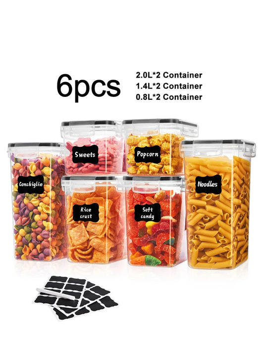 6pcs storage and organization labeled and marked airtight food storage containers