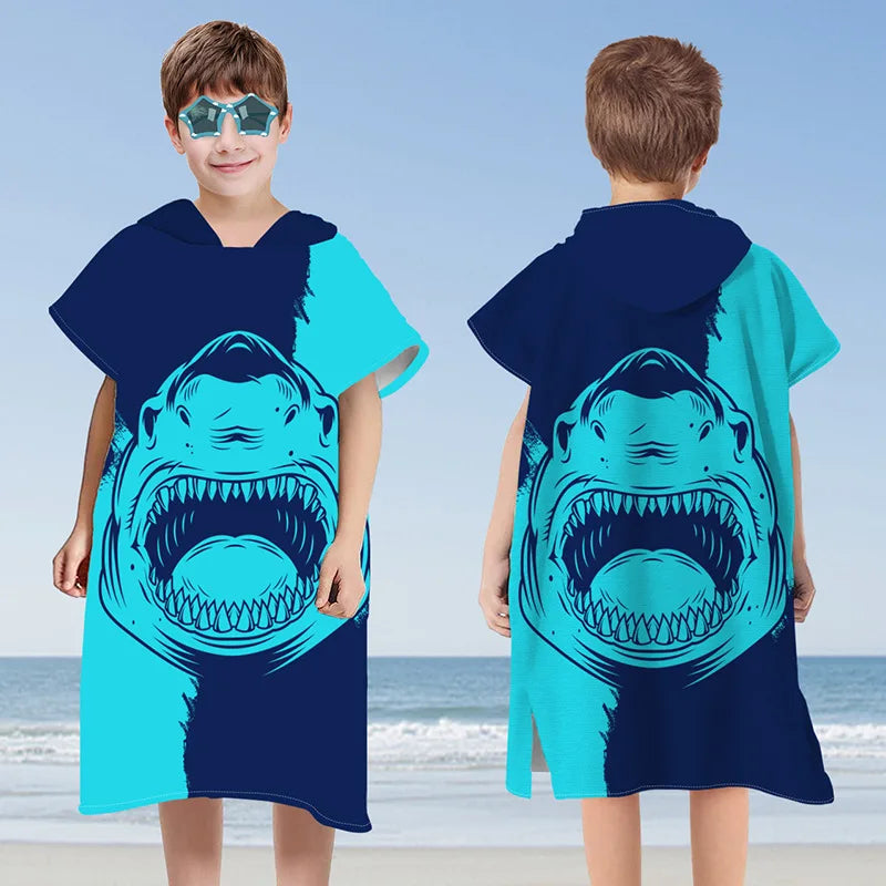 Hooded Kids Beach Towels Toddler Bath Towel Girls Boys Swim Cover-ups  Soft Microfiber Poncho
