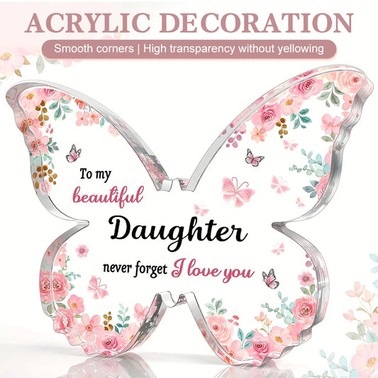 Butterfly-shaped Acrylic Plaque Decoration Loving Message Board for Daughter