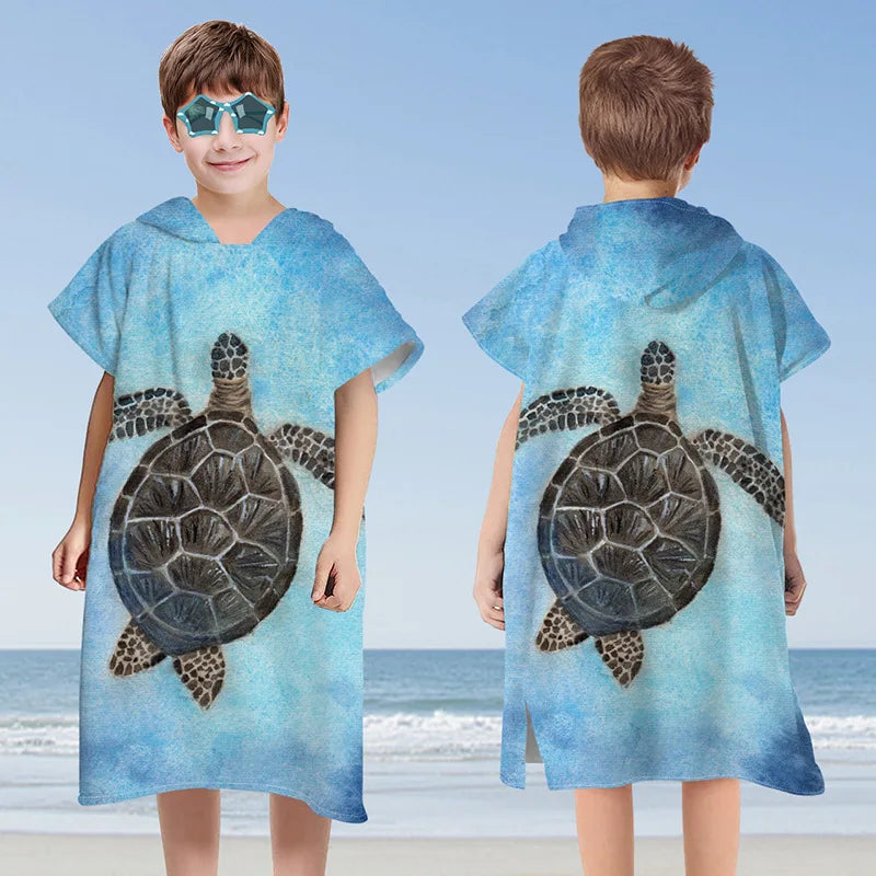Hooded Kids Beach Towels Toddler Bath Towel Girls Boys Swim Cover-ups  Soft Microfiber Poncho