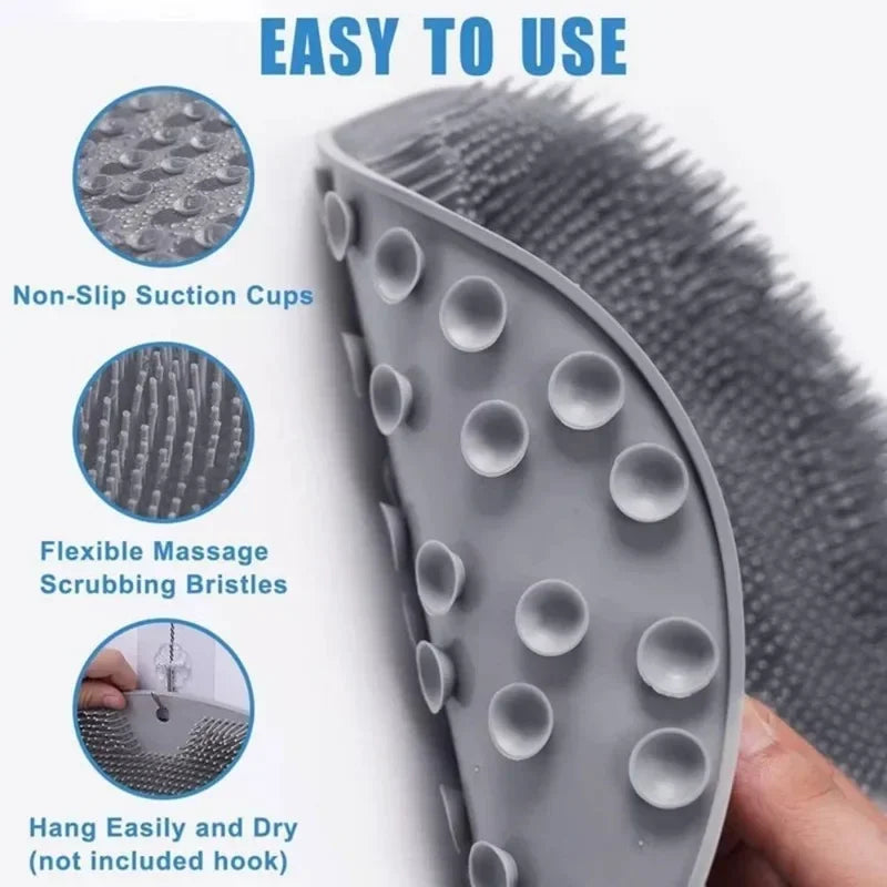 Foot & Back Scrubber Body Shower Reusable Silicone Brush Foot Wash Mat  Wall Mat Foot Bathing