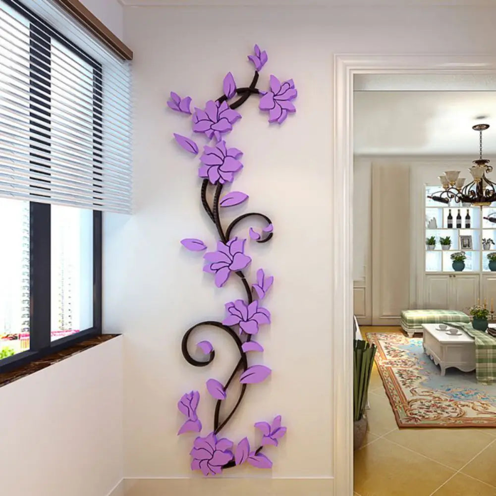 3D Wall Stickers DIY Removable Art Vinyl Vase Flower Tree Decal Mural
