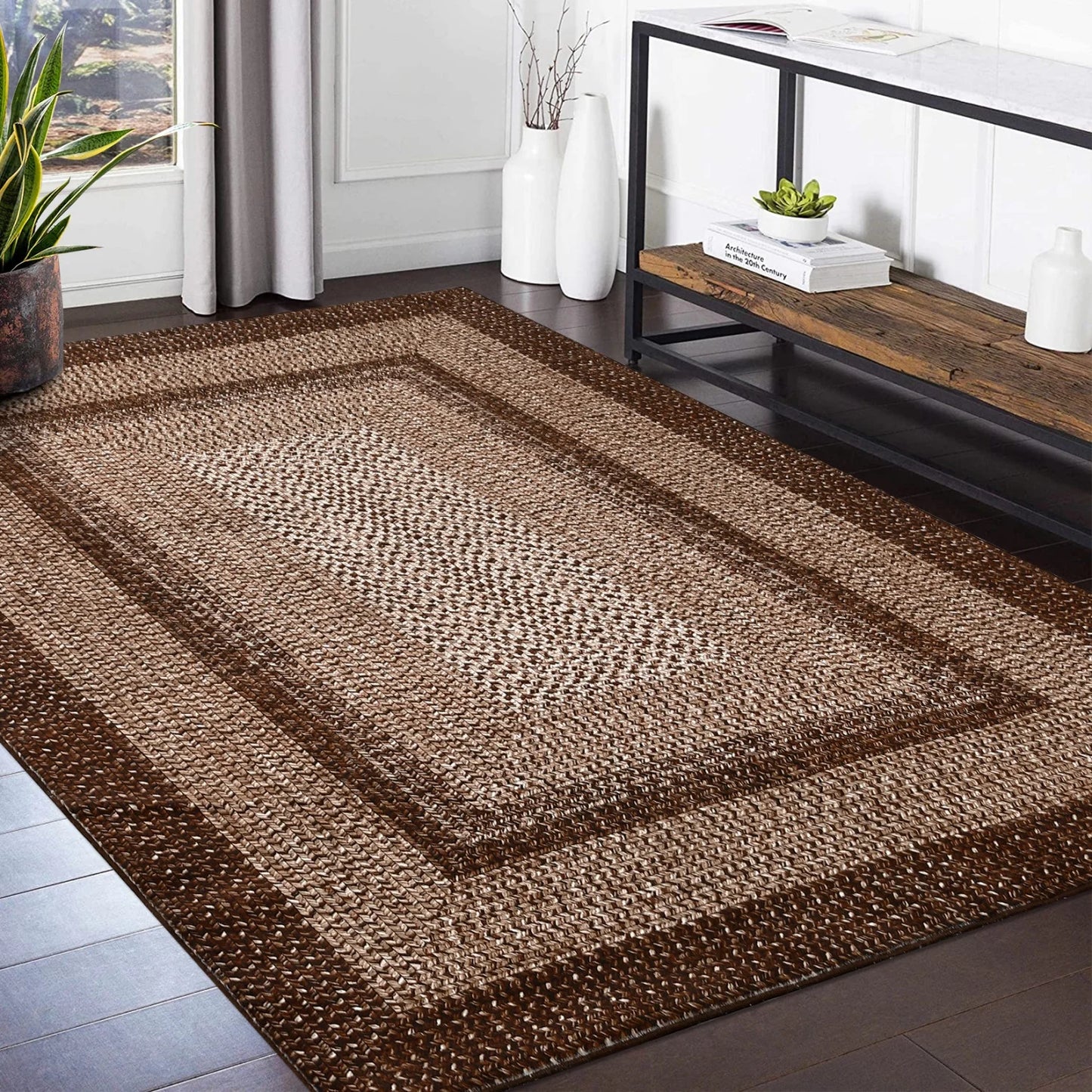 Washable Area Rugs Large Rugs for Living Room Modern Braided Print Non Slip