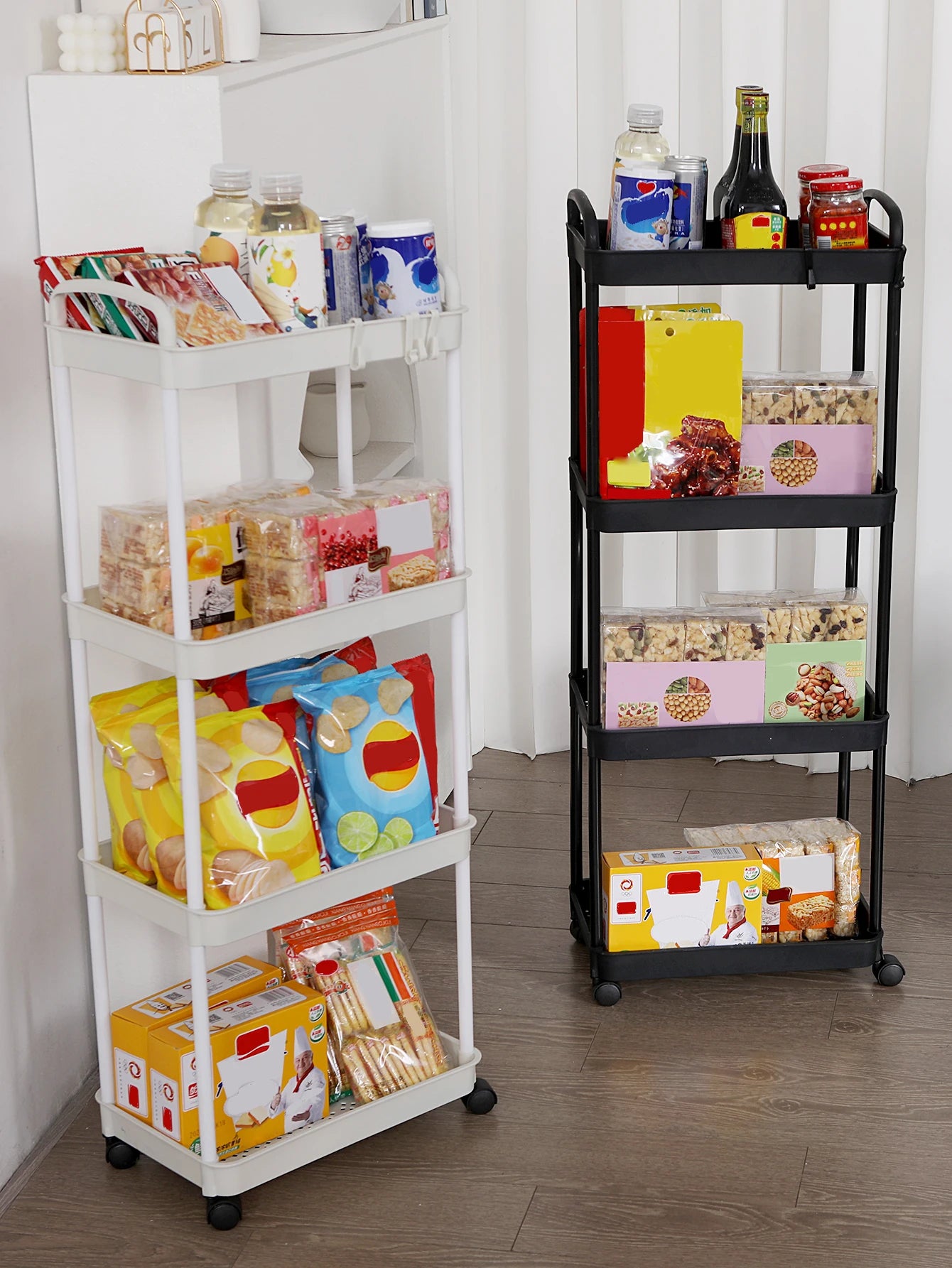 Household Multi-layer Small Cart Storage Rack Kitchen Bedroom Bathroom Storage Rack  With Wheels