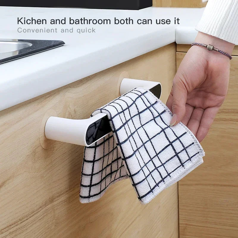 Self-adhesive Towel Holder Rack Wall Mounted Towel Hanger Bathroom Organizer  Kitchen