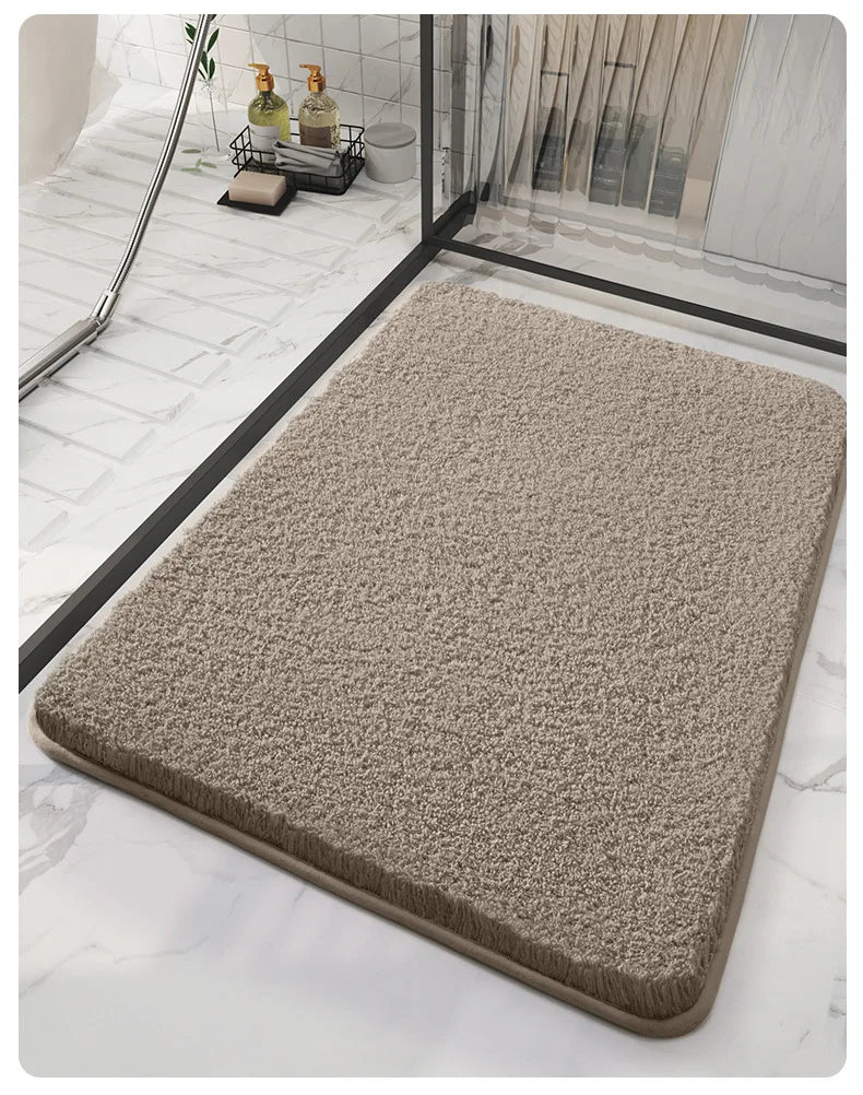Long Cotton Plush Bath Mats, Thick Plush, Super Absorbent Quick Drying Anti Slip