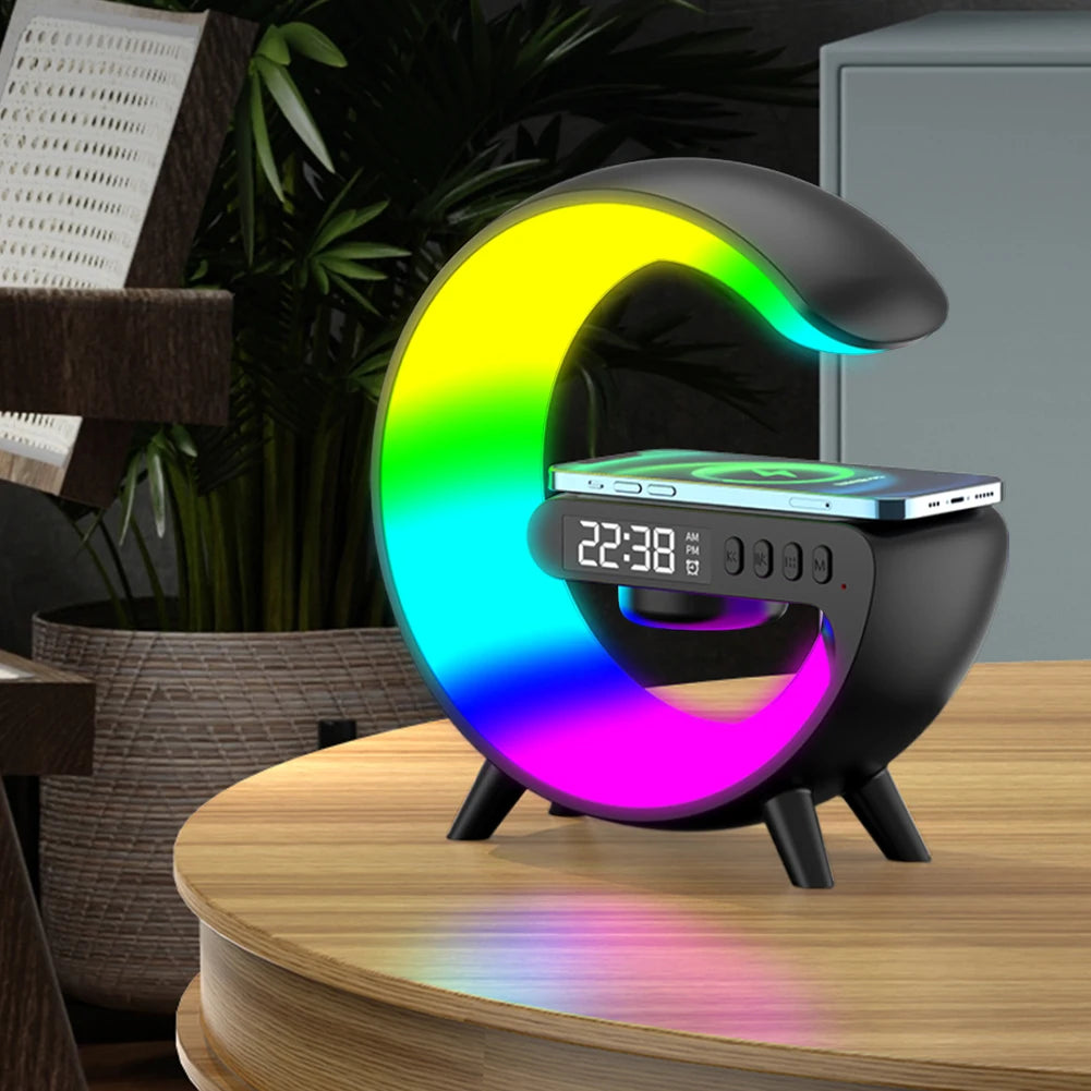 Wireless Speaker Charger Night Light with Alarm Clock Bedside Lamp LED