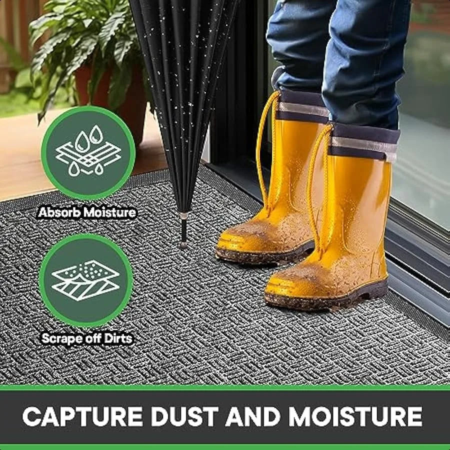 Front Door Mat Heavy Duty Durable Welcome Mat for Outdoor Indoor Dirt Trapper