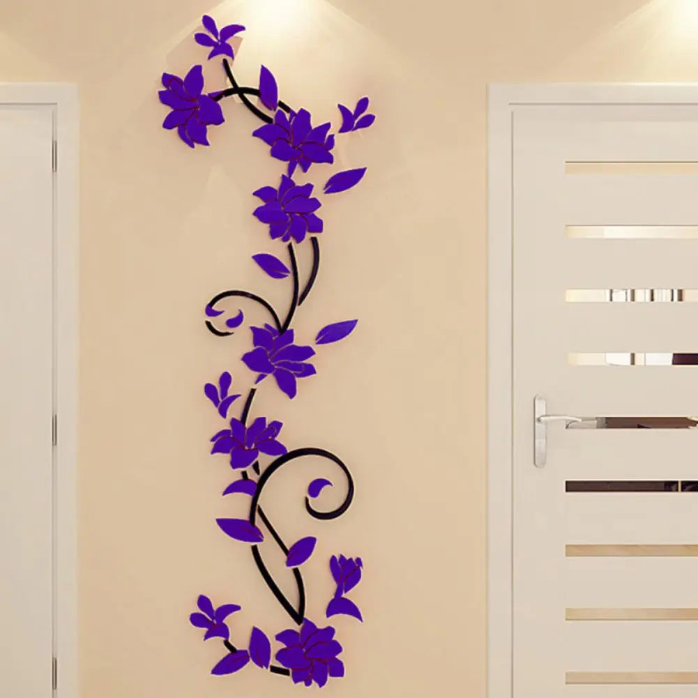 3D Wall Stickers DIY Removable Art Vinyl Vase Flower Tree Decal Mural