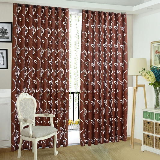 Vine Leaves Tulle Drape Panel Sheer Valances Semi Blackout Curtain Tulle Sheer Curtains