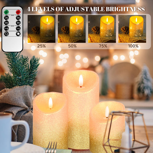 3pcs Pack LED Rechargeable Flameless Taper Candle Battery Operated