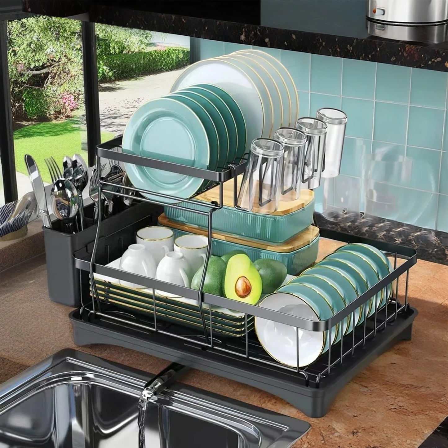 Large 2-tier dish drying rack/ kitchen draining rack