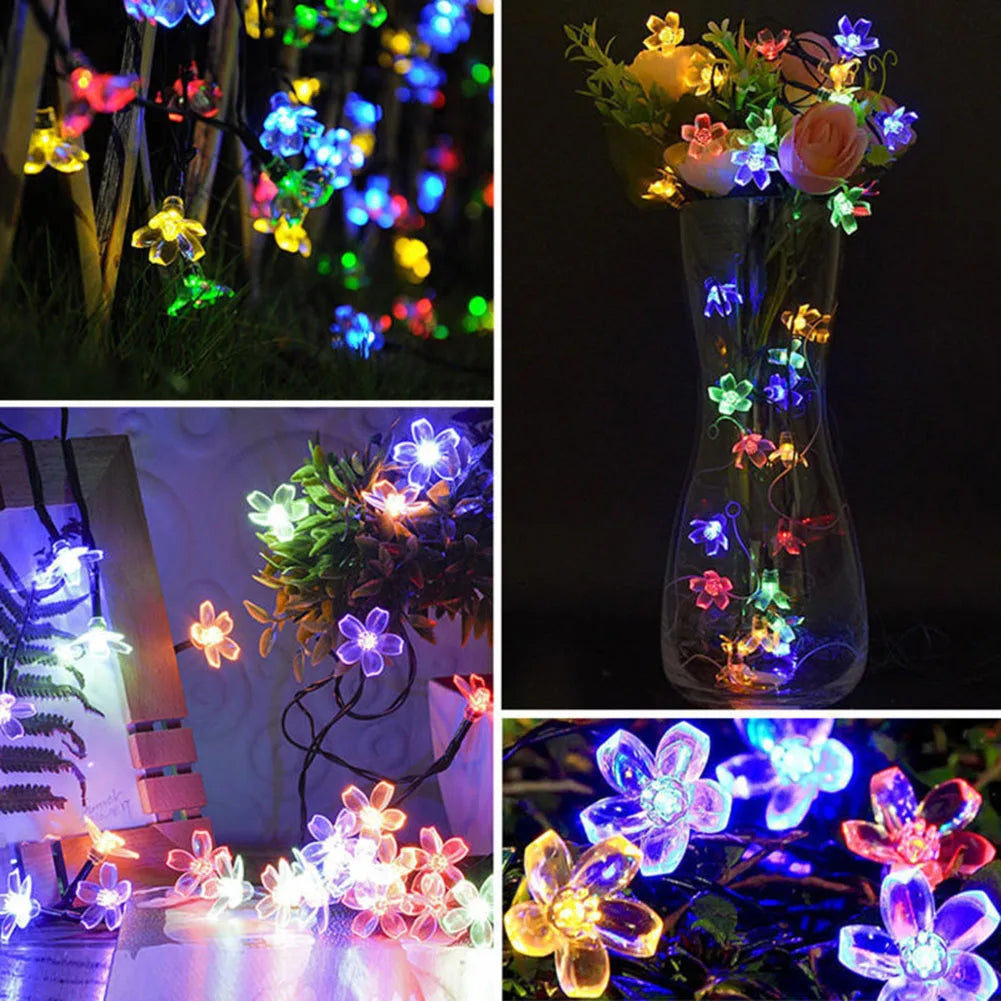 20/50LED Solar Power Cherry Blossom String Light Outdoor Decorative Lamp