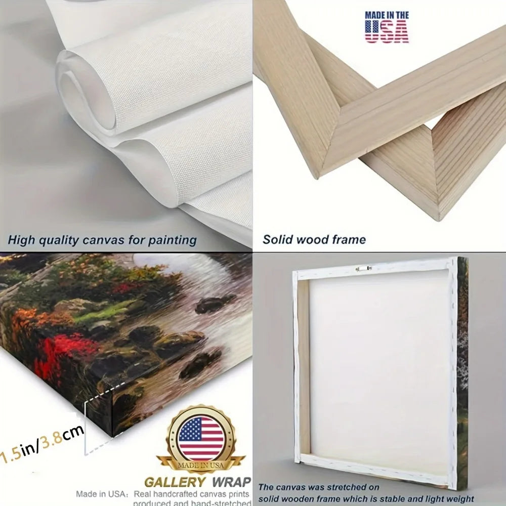 Modern abstract lotus leaf canvas art, suitable for living room bedroom hallway, 1.5 inch thick pine solid wood frame